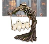 Ghost on a Tree Swing - Swinging Shadows, Funny Ghost Tree Swing Decor, Cute Swinging Ghosts Halloween Figurine Indoor Decoration, for Desktop Bookshelf Garden Patio Lawn Halloween Decor (1PC-B)