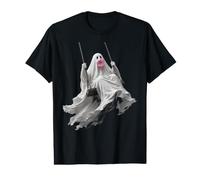 Ghost on Swing Blowing Bubble Gum Funny Spooky Halloween Value Graphic T-Shirt