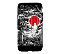 Ghost on Swing Haunted Castle Red Moon Spooky Vibe Case for iPhone X/XS