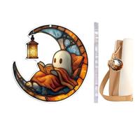 Ghost Ornaments for Tree,Reading Ghost Halloween Ornaments for Tree - Bag Charm Halloween Decorations 2D Acrylic for Indoor Outdoor Fireplace Backpack Door Car Wall Party