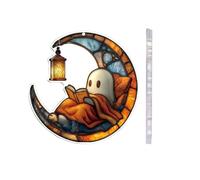 Ghost Ornaments for Tree - Reading Ghost Halloween Ornaments Pendant - Bag Charm Halloween Decorations 2D Acrylic for Indoor Outdoor Fireplace Backpack Door Car Wall Party