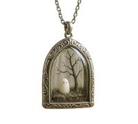 Ghost Pendant - Whispering Woods, Retro Woods Ghost Pendant with Luminous, Handmade Miniature Forest Scene Jewelry, Halloween Gifts for Men,Women