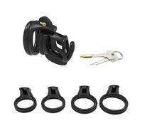 Ghost Penis Cage Set with 4 Snap Rings Chastity Ring, Black Simple Chastity Lock, Male Chastity Belt, Bondage Erotic Toys, Sex Toys for SM Men,Black