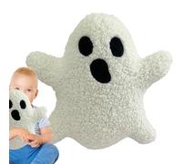 Ghost Pillow, Halloween Themed, White, Ghost Shape, Polyester/Cotton Blend, Cotton Fill, Plush, 27cm/10.63 inches, 35cm/13.78 inches, Throw Pillow