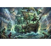 Ghost Pirate Fleet 1000 Piece Jigsaw Puzzle,Stress Relief,Premium Cardboard,Whimsical Challenge,Educational Toy,Home Wall Decor,Gift Idea,Adults & Kids 14+ 52x38cm