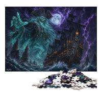 Ghost Pirate Ship 1000 Piece Wooden Jigsaw Puzzle,Adults & Kids 14+,Home Wall Decor,Whimsical Challenge Skeleton Captain,Educational Toy,Wood,Great Gifts,Stress Relief (75x50cm)