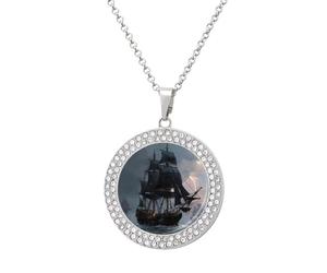 Ghost Pirate Ship in Storm Womens Necklace Adjustable Pendant Jewelry