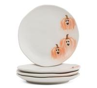 Ghost Plate, 4PC 2025 New 8in Ghost Salad Serving Platters, Reusable Halloween Spooky Haunted Ceramic Dinner Tray Set for Everything from Desserts, Salads, Snacks, Table Decor for Halloween Party