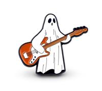 Ghost Playing Guitar Enamel Lapel Pin Badge Music Lover Rock Guitar Design Gold Tone Metal Accessory Gift 3 x 3cm