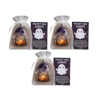 Ghost Pocket Card, Pocket Comfort Ghosts, Pockets Hug Ghost with Encouragement Card Cute Mini Charm, EmotionalSupport Token, Cute Mini Decorative Keepsake for for Friends (3pcs Ghost)