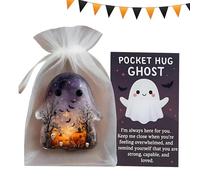 Ghost Pocket Cards, Cute Halloween Pocket Comfort Ghosts with Cards, Aesthetic Halloween Mini Emotional Support Pockets Gift, Suitable for Giving as a Souvenir to Family and Friends