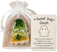 Ghost Pocket Cards & Ghost Pocket Hug with Encouragement Card, Pocket Comfort Ghosts, Cute Mini Charm, Emotional Support & Inspirational Gift for Friends, Halloween Pocket-Sized Keepsake (B)