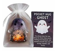 Ghost Pocket Cards Hallowee Ghosts Pocket Hug Emotion Support Ghost With Inspirational Card Cute Mini Charm Emotional Support Token Halloween Positive Motivitional Gifts for Friends Colleagues Family