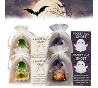 Ghost Pocket Cards, Pocket Comfort Ghosts, A Hug in Your Pocket, Cute Pockets Hug Ghost with Encouragement Card, Mini Charm for Emotional Support, Halloween Emotional Support, Small Keepsake (A*2+b*2)