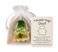 Ghost Pocket Cards, Pocket Comfort Ghosts, Pockets Hug Ghost with Encouragement Card Cute Mini Charm, Inspirational Gift for Friends, Emotional Support Token, Small Decorative Keepsake (C)