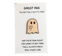 Ghost Pocket Hug, Cute mini ghost presented on cute card, Adorable Pocket Hug Token for Long Distance Friends, Postable Gift, Send a Hug - Special Wallet Card Keepsake (A)