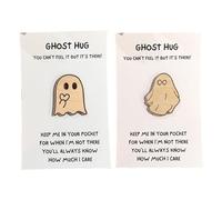 Ghost Pocket Hug, Cute mini ghost presented on cute card, Adorable Pocket Hug Token for Long Distance Friends, Postable Gift, Send a Hug - Special Wallet Card Keepsake (C)