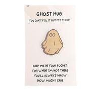 Ghost Pocket Hug, Cute mini ghost presented on cute card, Adorable Pocket Hug Token for Long Distance Friends, Postable Gift, Send a Hug - Special Wallet Card Keepsake (B)