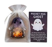 Ghost Pocket Hug, Ghost Pocket Card, Pocket Comforting Ghost, Cute Mini Charm, Inspirational Gift for Friends, Halloween Emotional Support Pocket Gift (Purple)