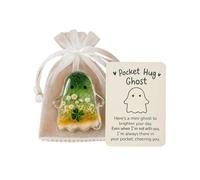 Ghost Pocket Hug, Ghost Pocket Card, Pocket Comforting Ghost, Cute Mini Charm, Inspirational Gift for Friends, Halloween Emotional Support Pocket Gift (Green)