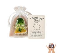 Ghost Pocket Hug, Ghost Pocket Card, Pocket Comforting Ghost, Cute Mini Charm, Pockets Hug Ghost with Encouragement Card Cute Mini Charm,Halloween Emotional Support Pocket Gift (1pcs-B)