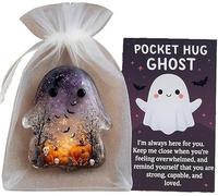 Ghost Pocket Hug, Halloween Ghost Pocket Cards, Cute Mini Notes, Ghost Pocket Hug with Encouragement Card, Halloween Inspirational & Emotional Support Gift for Friends Family