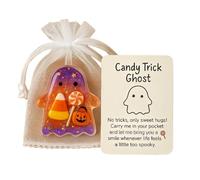 Ghost Pocket Hug with Card - Halloween Emotional Support Gift for Her,Friends and Ki/ds,Cute Mini Pocket Hugs Token,Positivity & Good Luck Charm,Small Thinking of You Gift,Good Luck Cards(Orange)