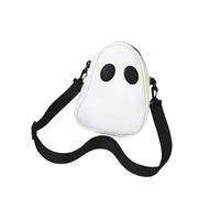 Ghost Pu Leather Gothic Crossbody Shoulder Bag with Zipper Closure(White)