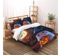 Ghost Pumpkin Bedding Set Theme Bedspread Halloween Themes Duvet Cover Set Microfiber Comforter Cover Suitable for Family,couple,children Pillowcase Double（200x200cm）