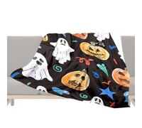Ghost Pumpkin Blanket 100 x 150 cm Breathable Flannel with Funny Ghost | Spider web cartoon blanket for children, adults, couch, sofa, armchair, car, home, living room, bedroom and farmers
