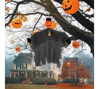 Ghost Pumpkin Decoration - Scary Scarecrow for the Patio | Halloween Decoration with Movable Arms Rotating Head for Tree Wall Ceiling Window Garden Patio Indoor Outdoor