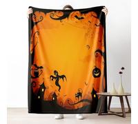 Ghost Pumpkin Fall Throw Blanket for Couch, Spooky Cat Bat Spider Fleece Blanket for Bed, Halloween Decoration Cozy Blankets 40"x60" Soft Warm Lightweight for All Season Camping Travel Picnic