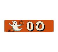Ghost Pumpkin Orange Background Pattern Tin Sign Vintage Metal Sign Home Bar Garden Wall Decor Metal Poster 4x16 Inch
