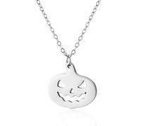 Ghost Pumpkin Pendant Necklace for Women Men Minimalist Stainless Steel Dainty Spider Black Cat Tiny Chain Necklace for Halloween Cosplay Party Christmas Holiday Jewelry Accessories, S, Stainless