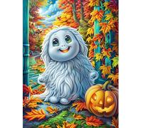 Ghost Puppy with Pumpkin 300 Pc Classic Jigsaw Puzzle Fairy Tale Scenery Cartoon Puzzle for Adults Hard Challenging Hobby Home Decor Poster High-grade Rigid Cardboard 300 PCS