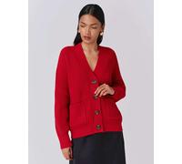 Ghost Pure Cotton Ribbed V-Neck Cardigan Red