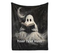 Ghost Reading A Book Blanket, Custom Blanket Halloween Decoration for Sofa Bed Party Living Room 60"x80"