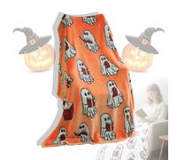 Ghost Reading Blanket, 2025 Upgrade Halloween Ghost Reading A Book Throw Blanket 50 x 60 Inch Lightweight Cozy Soft Knitted All Season Couch Bed Reading Corner (F)