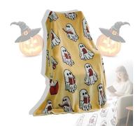 Ghost Reading Blanket, 2025 Upgrade Halloween Ghost Reading A Book Throw Blanket 50 x 60 Inch Lightweight Cozy Soft Knitted All Season Couch Bed Reading Corner (D)