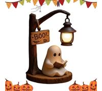 Ghost Reading Book Lamp, Cute 3D LED Ghosts Reading, 3D Resin Aesthetic Lantern for Indoor Decorations Living Room Bedroom Kids Adults Book Lover Halloween