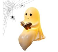 Ghost Reading Book Lamp | Cute Ghost Night Lamp - Halloween Resin Decorative Figurine - For Bedroom Study Dorm Kids Bedroom Office Home Dorm