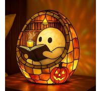 Ghost Reading Book Lamp, Cute Ghost Reader LED Light, Adorable Ghost Reading Night Light Halloween Decor, Halloween Bookish Aesthetic Lamp for Book Lover