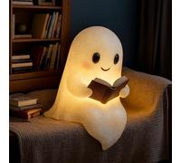 Ghost Reading Book Lamp,Cute Ghost Reader LED Light Halloween Ghosts Reading Night Light, Halloween Decor Spooky Warm Figurine Lamp Gift for Readers for Bedroom Readers and Book Lover