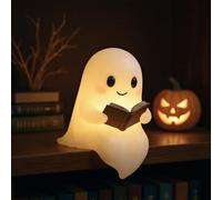 Ghost Reading Book Lamp,Cute Ghost Reader LED Light Halloween Ghosts Reading Night Light, Halloween Decor Spooky Warm Figurine Lamp Gift for Readers for Bedroom Readers and Book Lover