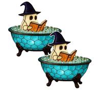 Ghost Reading Book Lamp,Ghost Bubble Bath Lamp, Halloween Ghosts Night Light for Bathroom Decor, Cute Ghostnight Light Decor, Ghost-Themed Bathtub Lamps for Halloween Party Decorations (2pc)
