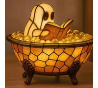 Ghost Reading Book Lamp,Ghost Bubble Bath Lamp, Halloween Ghosts Night Light for Bathroom Decor,Led Ghostnight Light Spooky Decor,Ghost-Themed Bathtub Lamps for Halloween Party Decorations Gifts