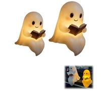 Ghost Reading Book Lamp, Halloween Decor Night Light, LED Halloween Ghost Night Light, Cute Little Ghost Lamp, Halloween Decor for Bedroom Study Room Reading Corner, Light Up Figurine Lamp