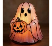Ghost Reading Book Lamp, Halloween Ghosts Reading Night Light, Lighted Ghost Figure, Cute Ghosts Halloween Decor, Flickering Nightlight for Readers & Book Lover
