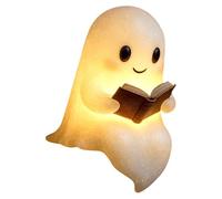 Ghost Reading Book Lamp - LED Halloween Night Light for Book Lovers and Readers - Portable Cute Bedside Lamp for Children and Adults - Decorative Gift for Bedroom, Reading Corner or Seasonal