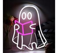 Ghost Reading Book lamp, Reading Ghost Neon Sign Led Reading Room Neon Sign Hanging Reading Book Neon Light For Bedroom Home Library Read Club Kids Room Store Book Lover Gifts(USB Sign)